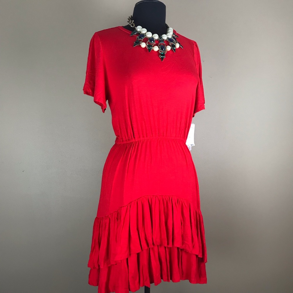 Philosophy Salsa Red Ruffle Dress **Flaws